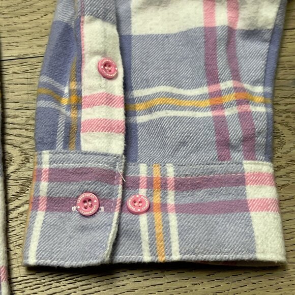 Cakeworthy x Disney Daisy Duck Flannel Shirt Womens Large White Purple Plaid - Picture 3 of 13